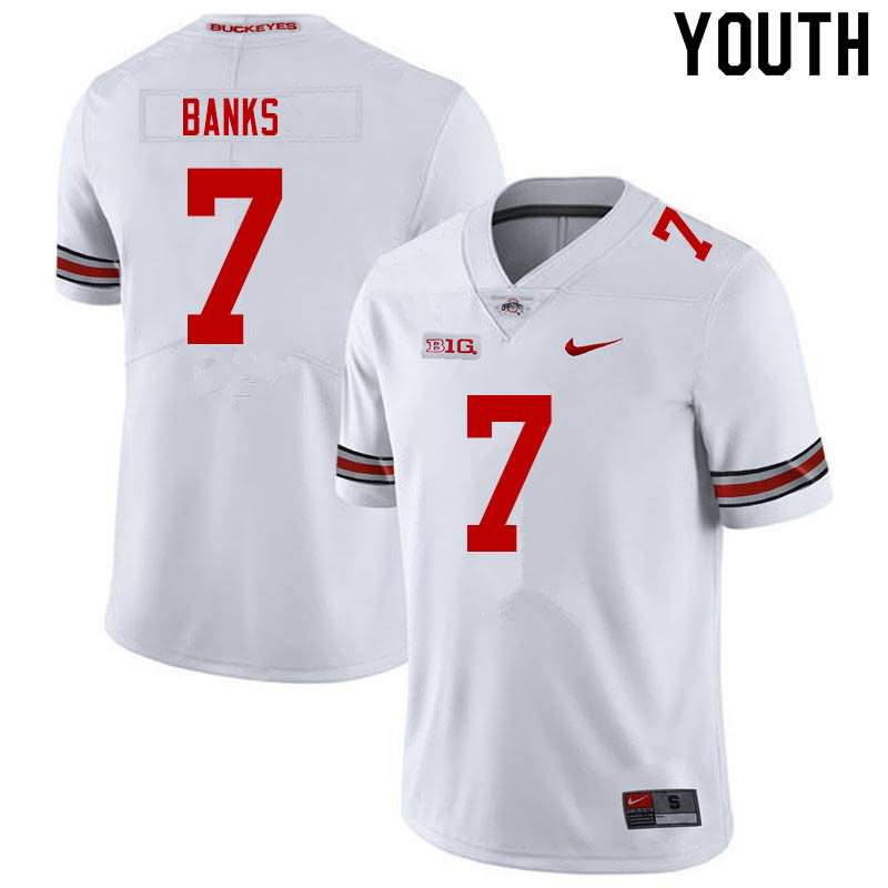 Youth Nike Ohio State Buckeyes Sevyn Banks #7 White College Football Jersey Lifestyle SKV76Q1B