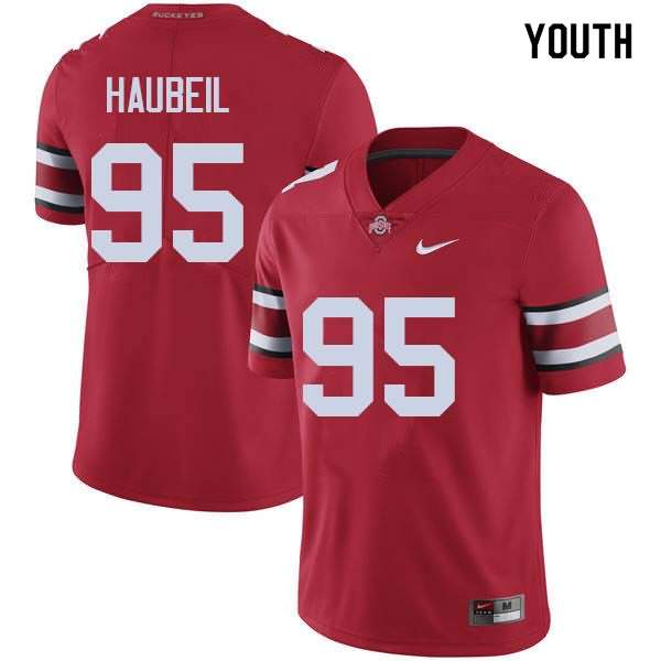 Youth Nike Ohio State Buckeyes Blake Haubeil #95 Red College Football Jersey Trade UOA48Q5F