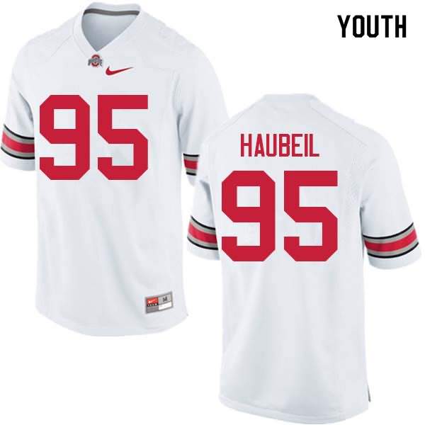 Youth Nike Ohio State Buckeyes Blake Haubeil #95 White College Football Jersey Authentic LNS15Q8I
