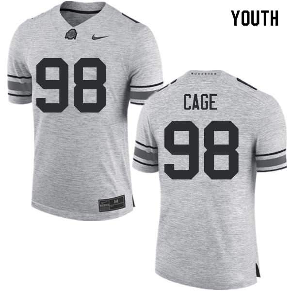 Youth Nike Ohio State Buckeyes Jerron Cage #98 Gray College Football Jersey Real LTT00Q2Y